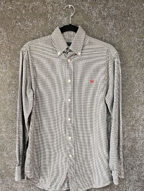 Southern Marsh Houndstooth Button Up, Black & White, Size Small, Flawed